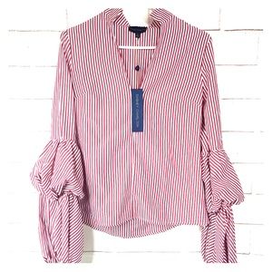 Dabney Charl Ton red and white stripes blouse